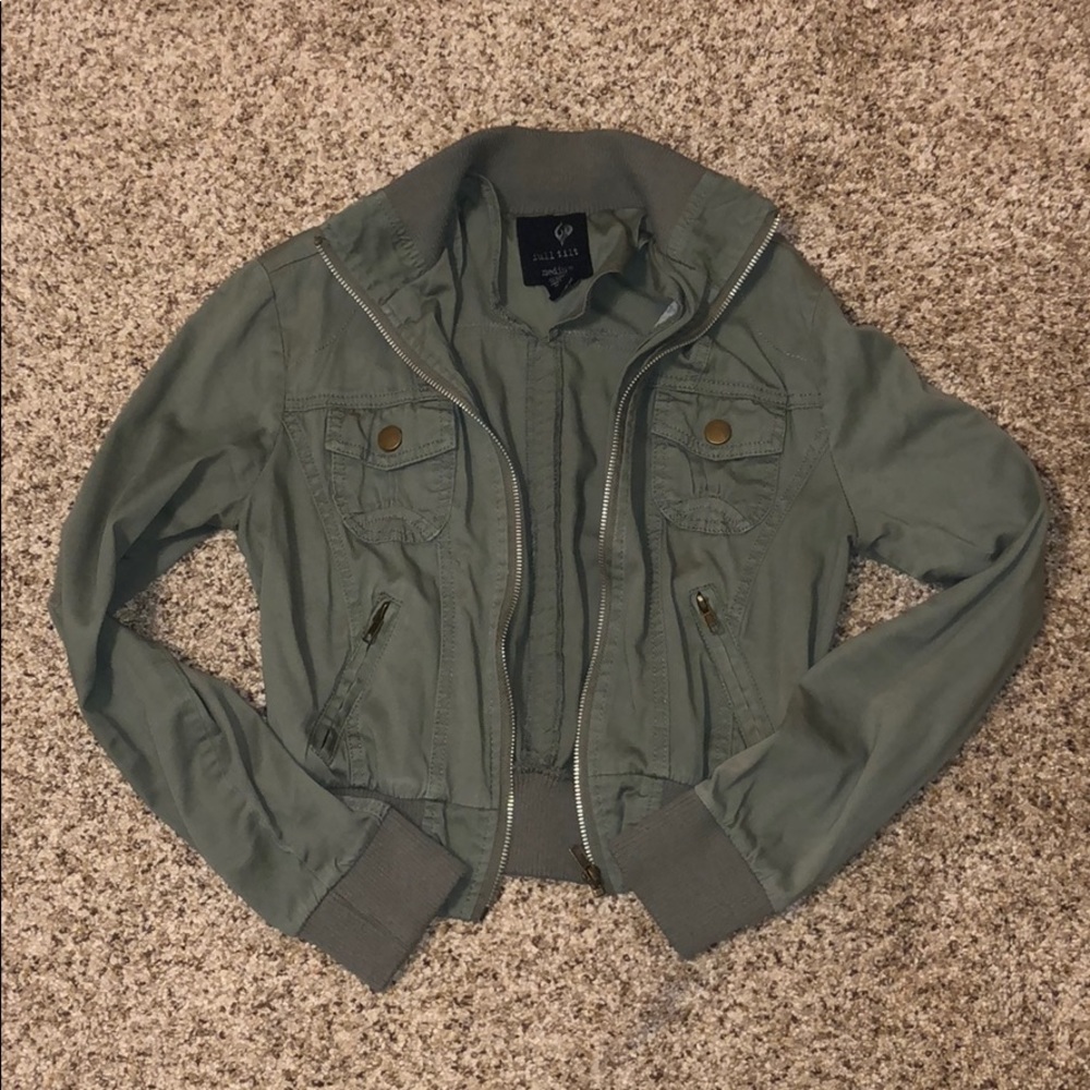 Army green cropped jacket